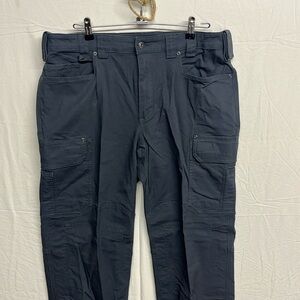 Mens Deluth Trading Co. Blue Fire Hose Flex Relaxed Fit Work Cargo Pants 38x32